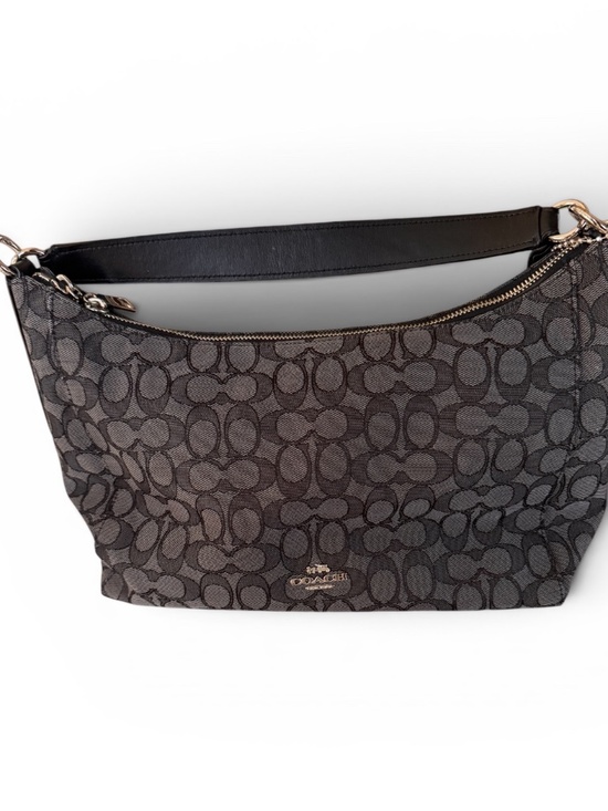 Coach Handbags - Coach F58284 Black Signature Jacquard Zip Top Shoulder Bag Purse